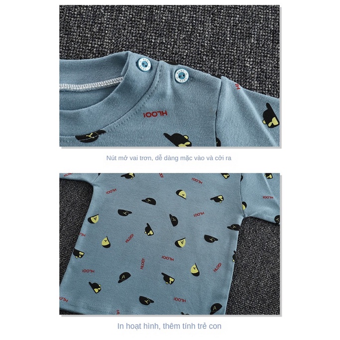 Bộ Đồ Ngủ Vải cotton Lưng Cao Thời Trang Xuân Thu Cho Bé