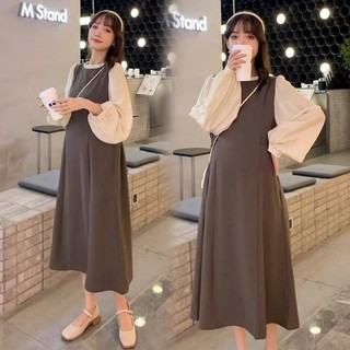 Đầm bầu VTM674 váy bầu công sở dáng dài phong cách Hàn Quốc