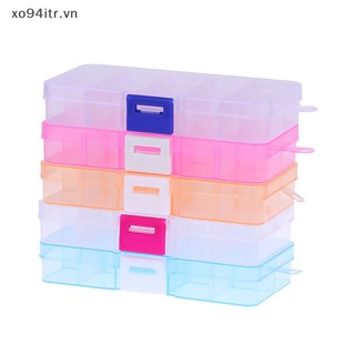 Xoitr 1 hộp nhựa 10 ngăn đựng trang sức có thể tháo rời diy