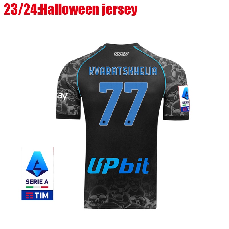 Áo Thun Số 23 / 24 napoli Đội Tuyển Đá Banh Ngày halloween  2023 / 2024 osimhen kvaratskhelia di Lerenzo m.olivera zielinski raspadori