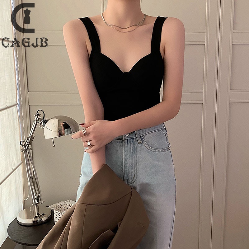 Áo hai dây Không Tay Màu Trơn Ôm Dáng Gợi Cảm Mùa Hè Hàn Quốc Cho Nữ yomg