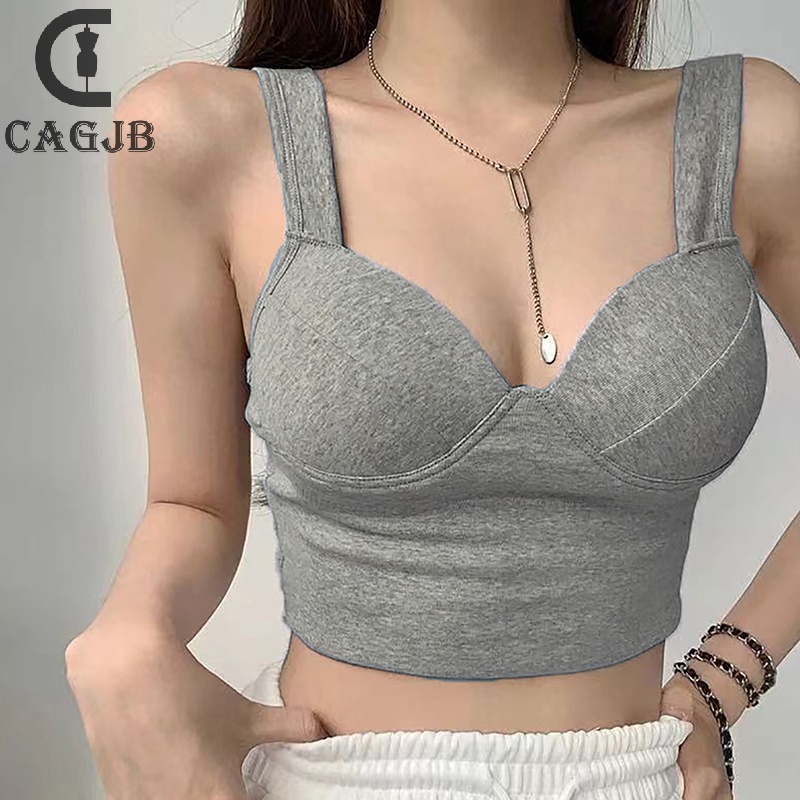 Áo hai dây Không Tay Màu Trơn Ôm Dáng Gợi Cảm Mùa Hè Hàn Quốc Cho Nữ yomg