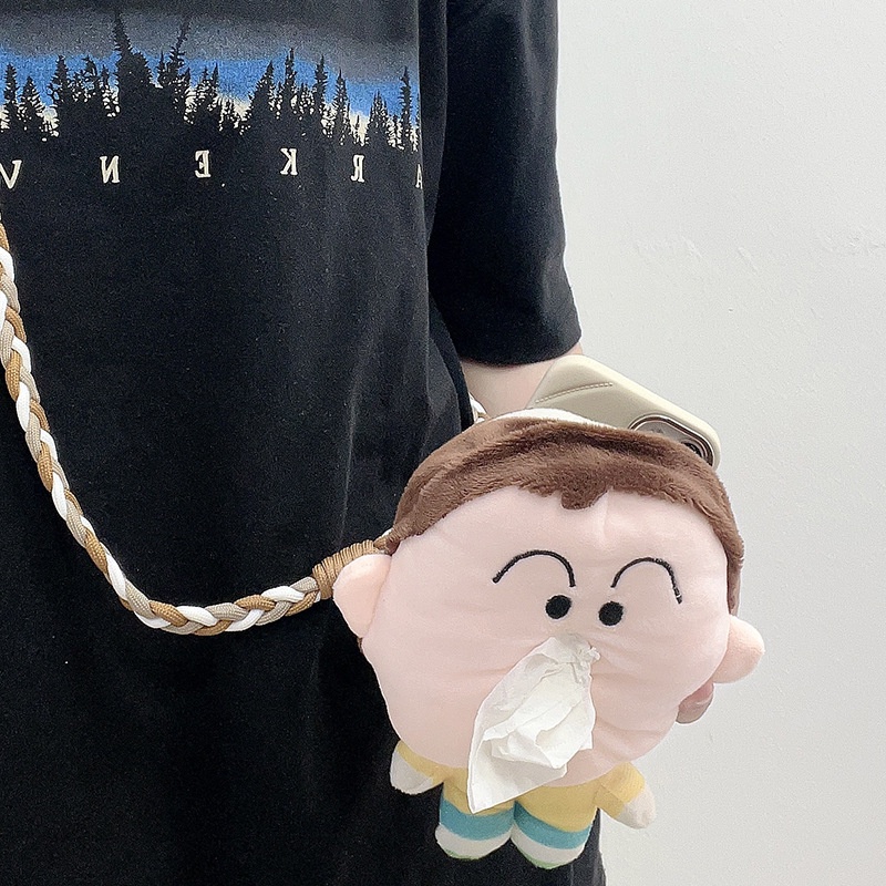 Ere1 boochan Túi Đựng Khăn Giấy Thắt Dây Đeo Chéo Kiểu Hoạt Hình Nhồi Bông Đáng Yêu Cho Điện Thoại
