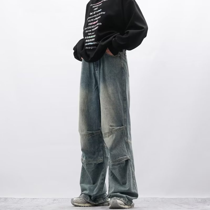 Quần jeans Dài Ống Rộng Phong Cách retro Thời Trang Cho Nam