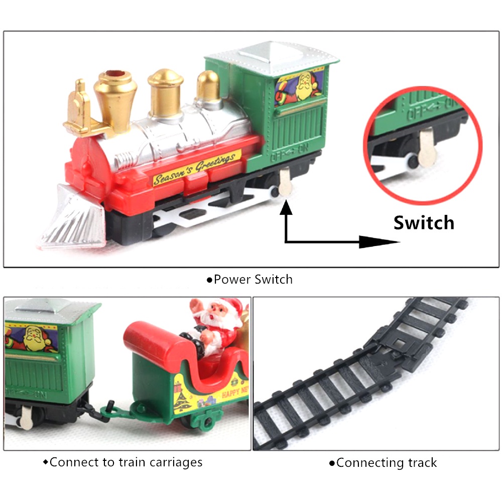 CHRISTMAS DECOR ELECTRIC TRAIN TOY RAILWAY TOY/ XMAS CARS RACING TRACK SANTA CLAUS CHRISTMAS TREE/ CHRISTMAS DECORATIONS FOR HOME/ CHRISTMAS VILLAGE TRAIN MODEL TOYS