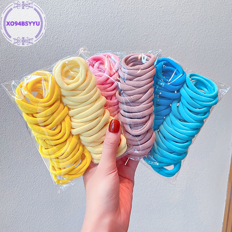 Xo94bsyu Set 50 Dây Thun Buộc Tóc Màu Trắng Đen Dành Cho Bé Gái vn