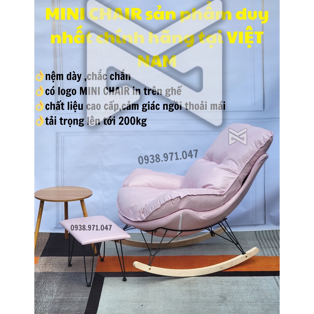 Ghế lười sofa bập bênh thư giãn kèm đôn để chân,nằm đọc sách MINI CHAIR