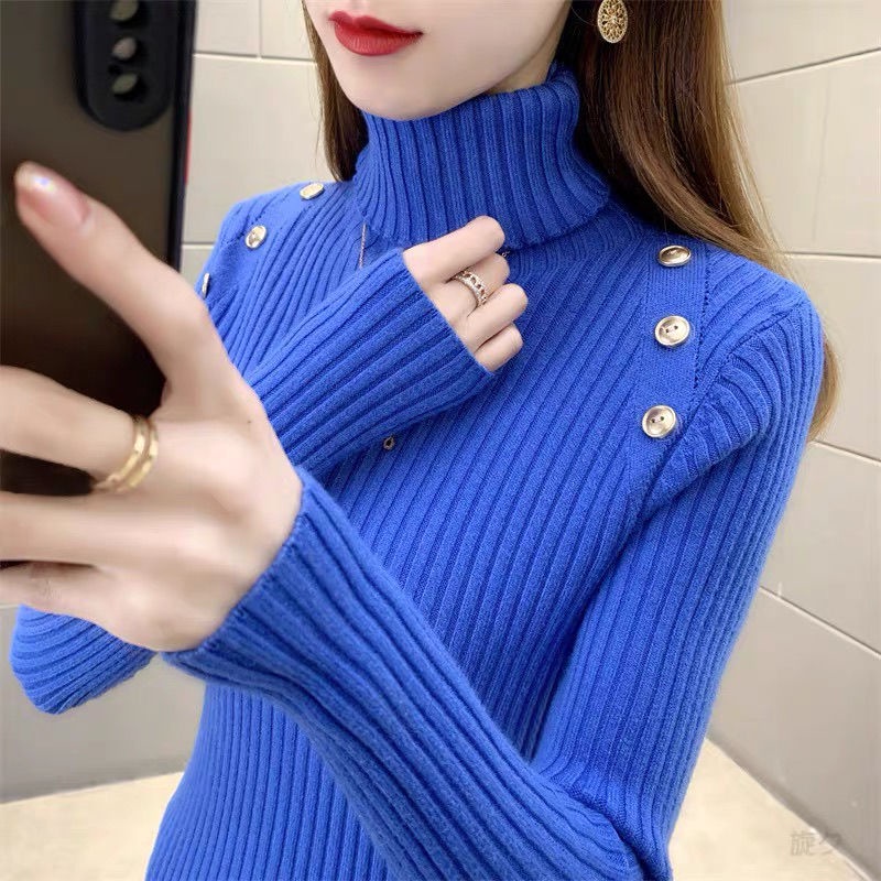 Áo sweater Cổ Lọ Dáng Ôm Phong Cách Hàn Quốc Thời Trang Mùa Thu Mới Dễ Phối Đồ Cho