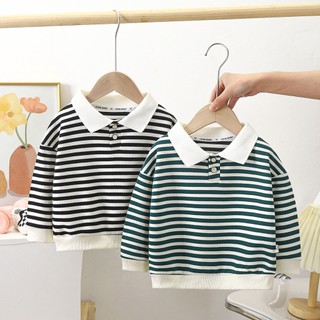 Trẻ em áo sơ mi POLO sọc tay dài áo phông trẻ em trai và trẻ em gái