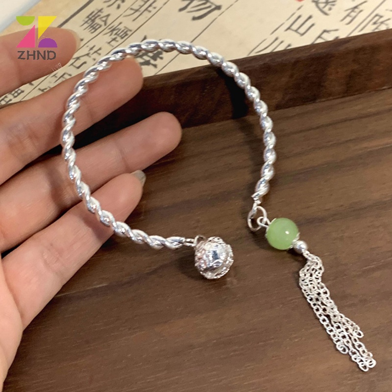 Zhuzhengde Vòng Tay Hở Hai Đầu Màu Xanh Lá Cây Phong Cách vintage Thời Trang Có Thể Điều Chỉnh Kích Thước Dành Cho Nữ