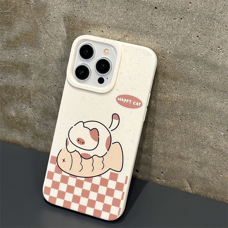ỐP LƯNG IPHONE Hoạt Hình Ốp Điện Thoại Lúa Mì Hình Mèo Hoạt Họa Cho iphone15 / 14promax / 13 / 12 / 11 / xr / xs / x / xsmax / 6 / 7 / 8plus-RK