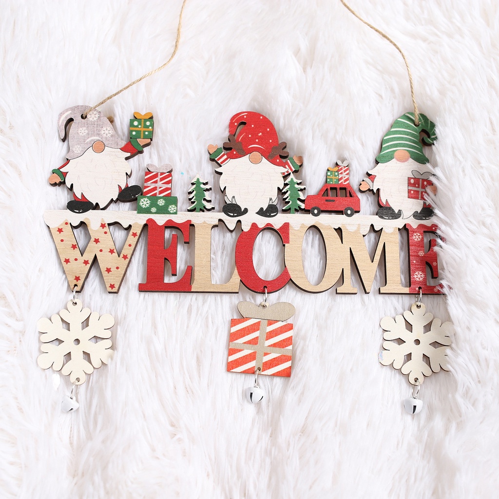 Biển Hiệu Treo Cửa Gỗ Trang Trí Giáng Sinh Hình Ông Già Noel / Người Tuyết / Nai Sừng Tấm