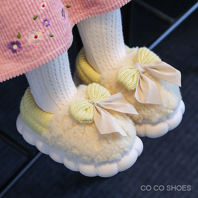 Dép cotton Đi Trong Nhà Chống Trượt Giữ Ấm Mùa Thu Đông In Họa Tiết Hoạt Hình Dễ Thương Cho Bé Gái