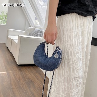 Túi denim Đeo Chéo Thêu Họa Tiết Hình Thoi Thời Trang