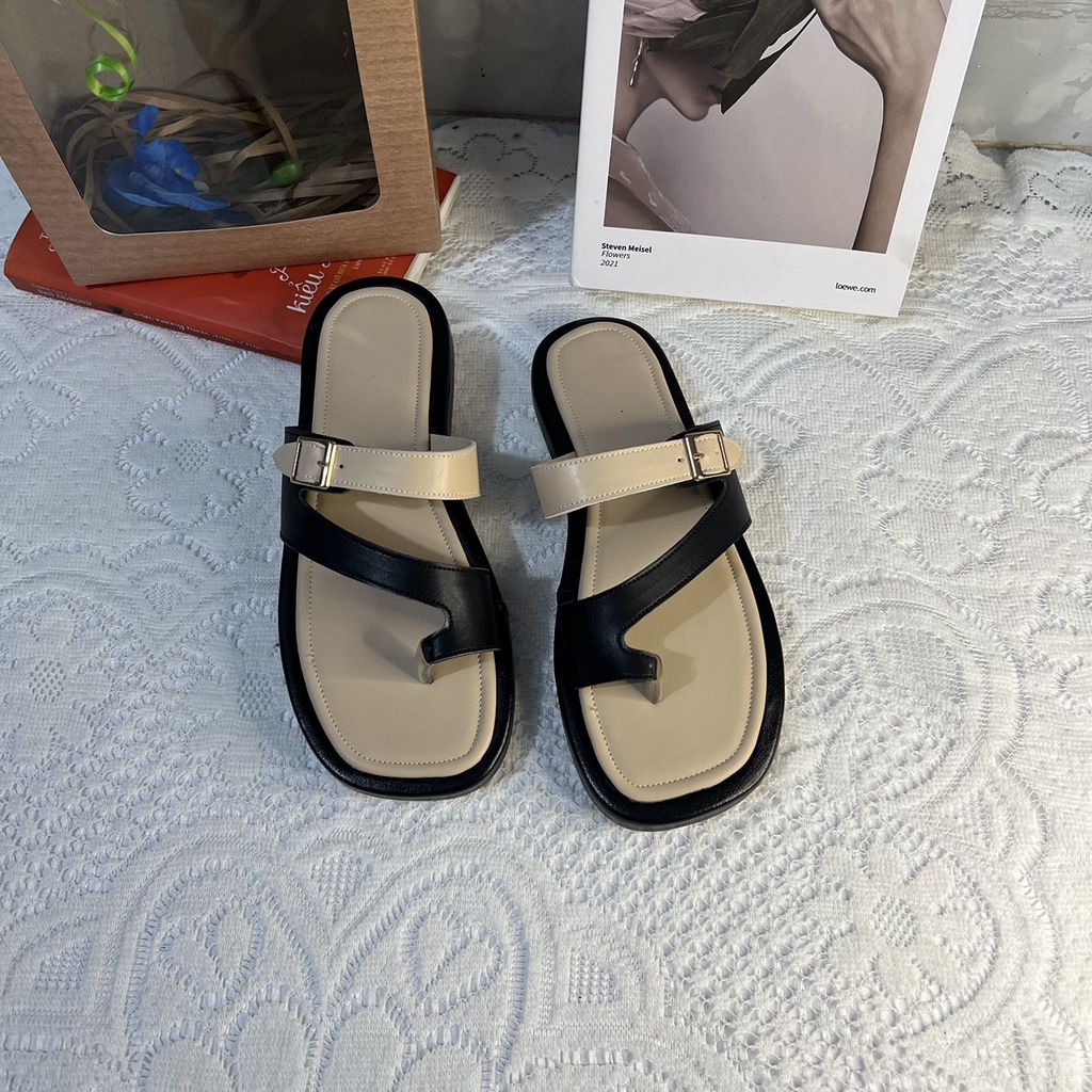 Dép bánh mì xỏ ngón phối màu xinh cao 2 cm size 40-44