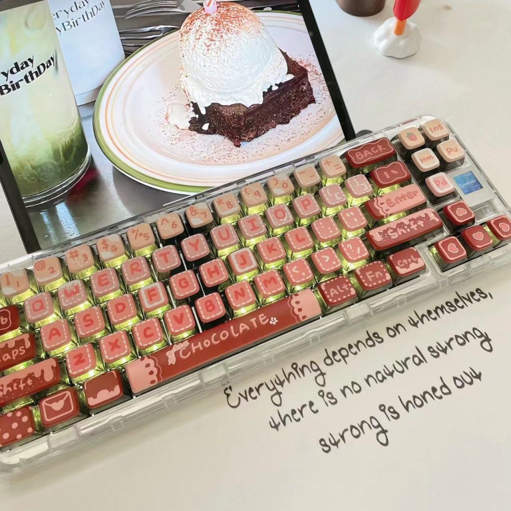 Keycaps dâu tây chứa đầy rượu, keycap 120 phím, thăng hoa PBT, thích hợp cho bàn phím phím 87/68/84/104/108 ​