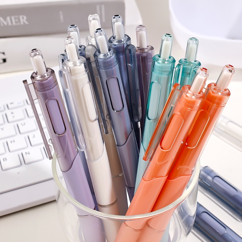 Set 5 Bút Bi Nước Mực Đen Nhanh Khô Ngòi 0.5mm
