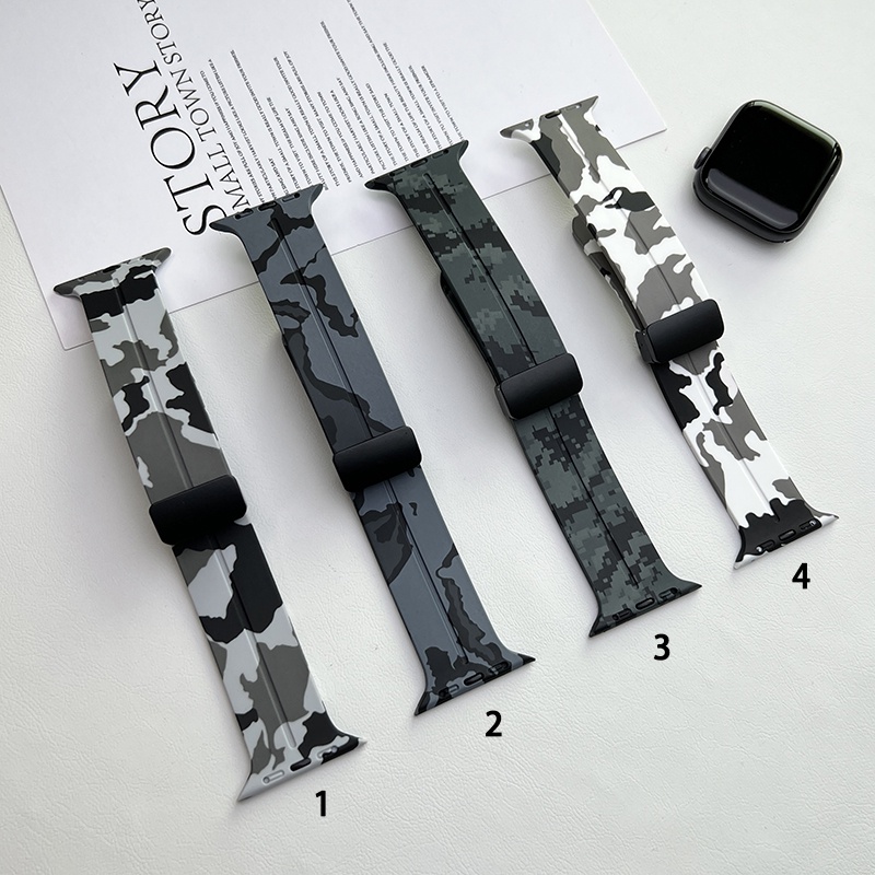 Dây Đeo Họa Tiết Rằn Ri Bằng silicone Cho Đồng Hồ Thông Minh Apple watch series 9 8 7 se 6 5 4 3 ultra iwatch 40mm 44mm 41mm 45mm 49mm