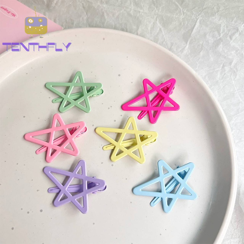 Bộ 2 Kẹp Tóc Hình Ngôi Sao Nhiều Màu Sắc Phong Cách Hàn Quốc Cổ Điển Cho Bé Gái