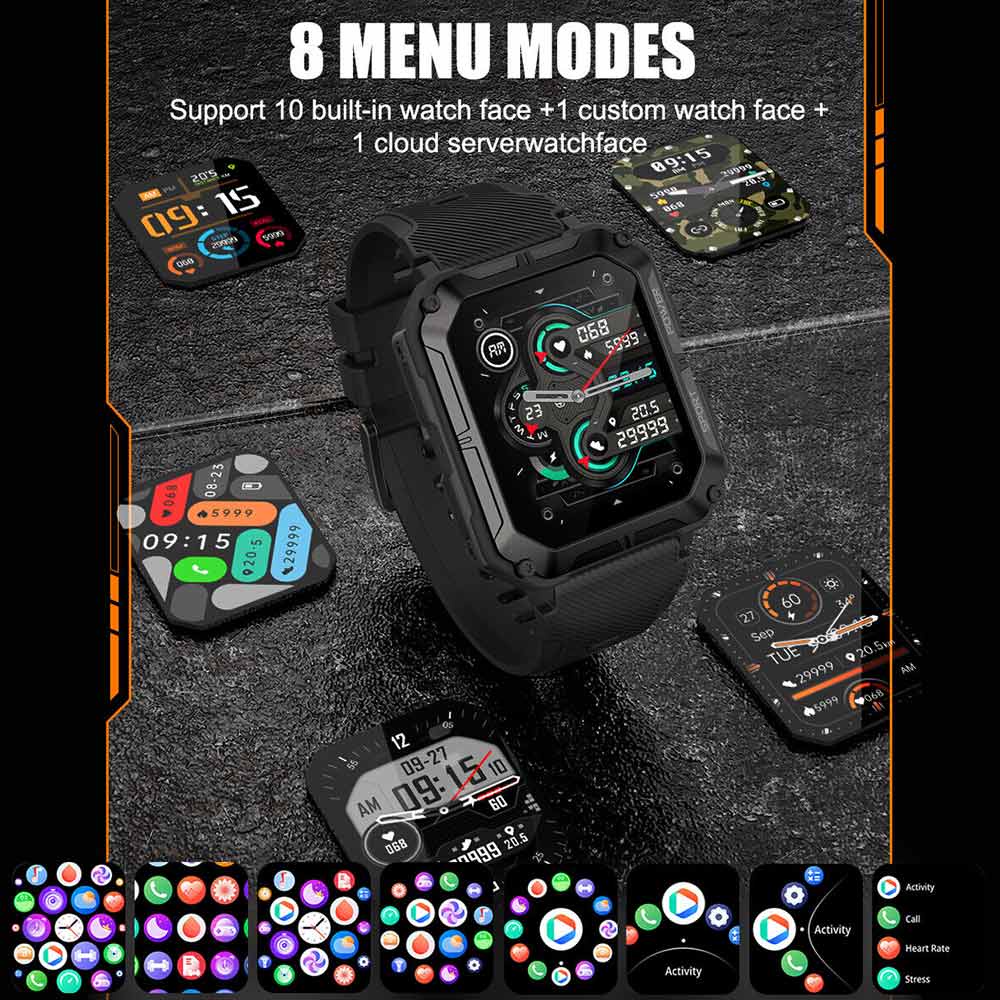Smart Watch For Men Fitness Tracker IP68 Waterproof Smartwatch Men Outdoor Bluetooth Call Watch