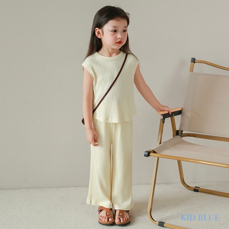 Set Áo Thun Sát Nách Và Quần Dài Dáng Rộng Thời Trang Mùa Hè Cho Bé Gái