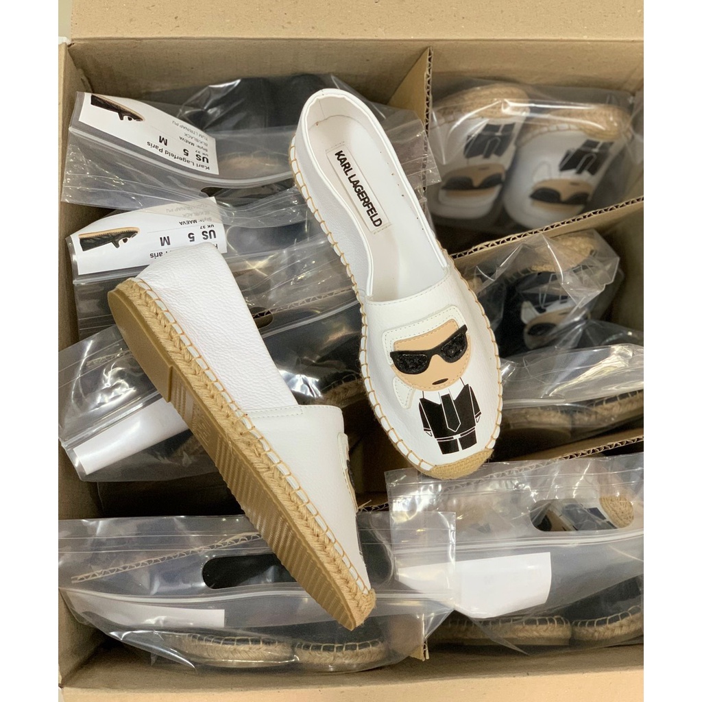 Giày bệt KARL đế cói, họa tiết