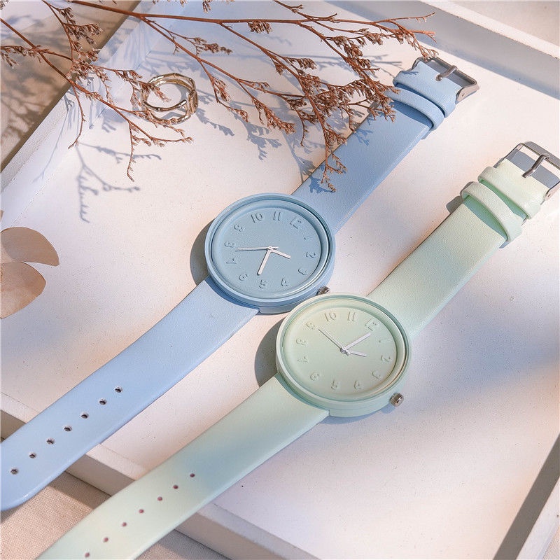 Cao Cấp Đồng Hồ Đeo Tay Màu Hồng Hoa Anh Đào Đơn Giản Nghệ Thuật Tươi Tắn Nghệ Thuật Cho Nữ Sinh Phong Cách preppy