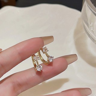 Sang Trọng Bông Tai Thép Titan Đính Kim Cương Giả Thời Trang Cho Nữ