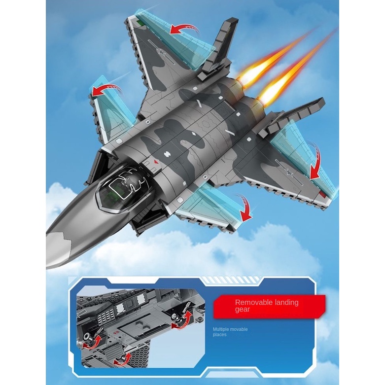 Set 845 Mô Hình Lắp Ráp Máy Bay Chiến Đấu moc chengdu j-20 Cho Bé Mới