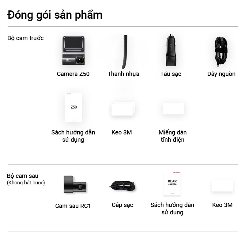 Camera Hành Trình DDPai Z50 Độ Phân Giải 4K Ghi Hình Kênh Đôi Tích Hợp GPS FOV 140° Giám Sát Đỗ Xe 24h