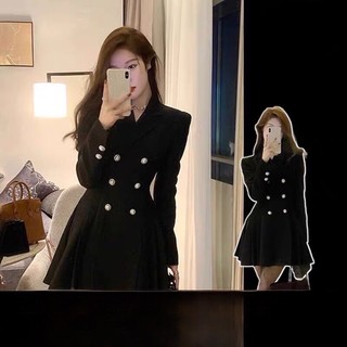 🦇Đầm vest 6 nút vest cổ điển tay dài xếp ly sang chảnh🦇