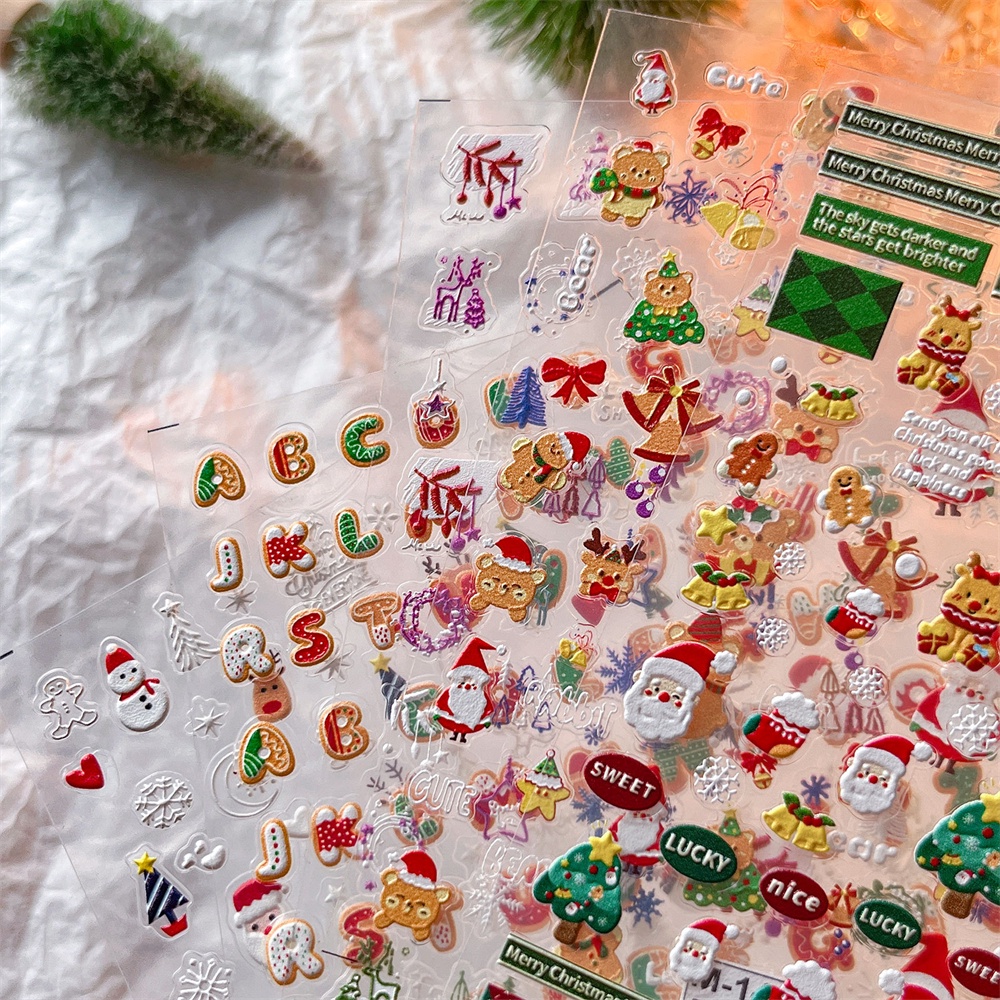 Set 5 Hình Dán 3d Chủ Đề Giáng Sinh Xinh Xắn Dùng Để Trang Trí Móng