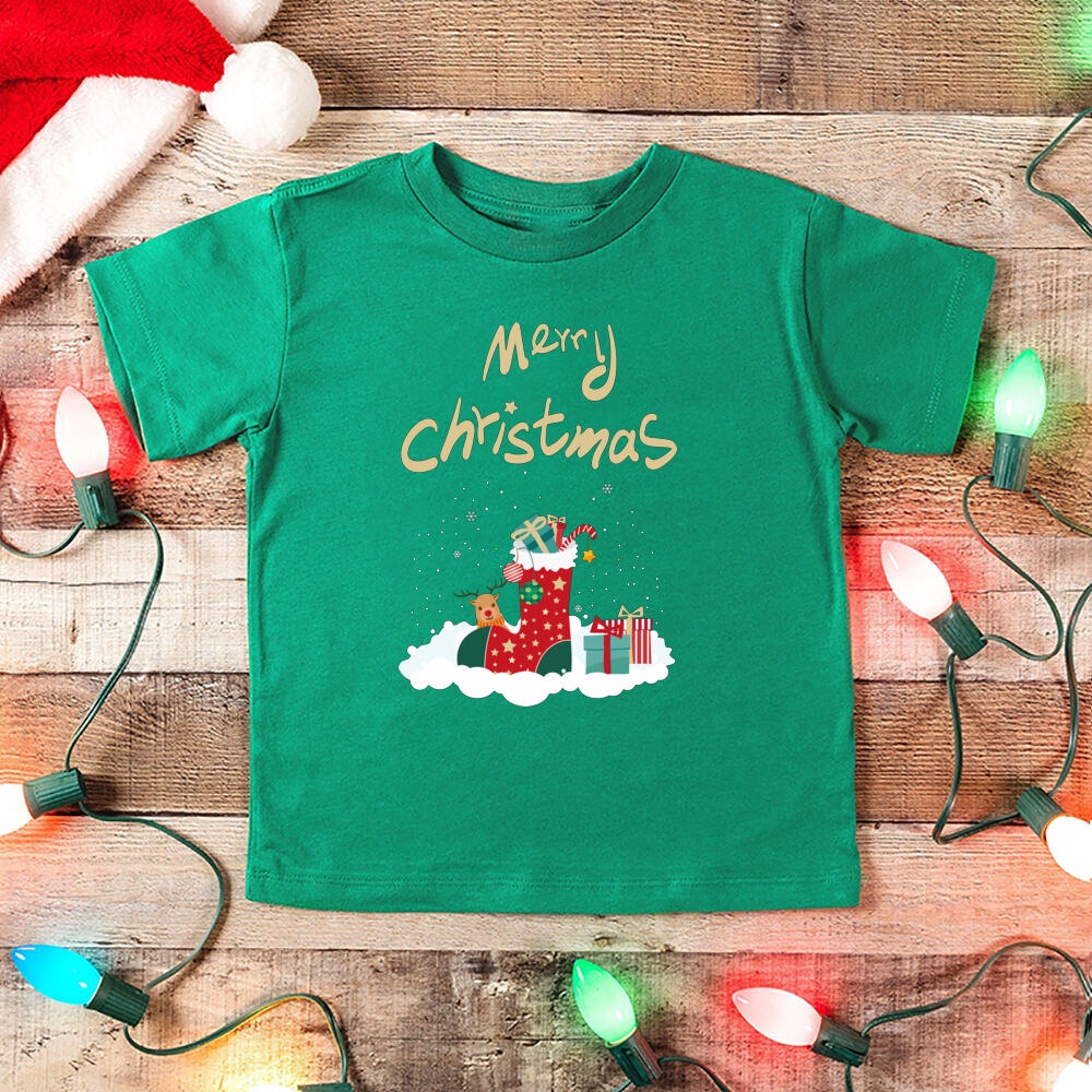 Áo Thun Tay Ngắn Cổ Tròn In Hình Ông Già Noel Giáng Sinh Năm Mới Cho Bé Trai Và Bé Gái