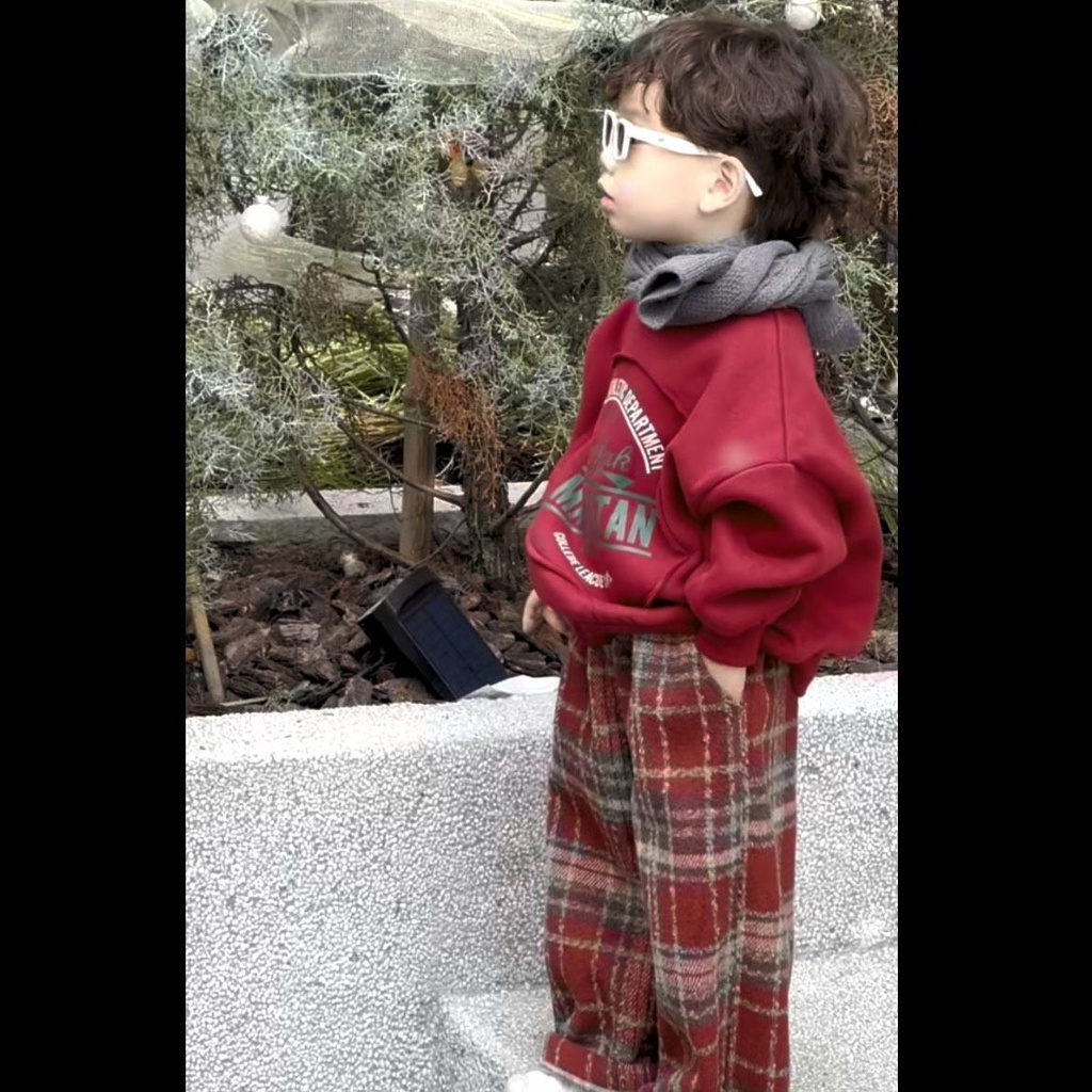 Áo Nỉ Dài Tay + Quần Dài Họa Tiết Giáng Sinh Thời Trang Mùa Đông Phong Cách Mới Cho Bé Trai Và Bé Gái