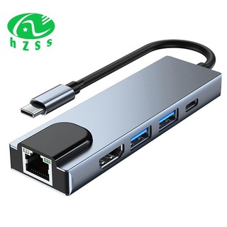 1 hub Chuyển Đổi type c Sang rj45 usb 3.0 type c Sang hdmi 4k Cho laptop