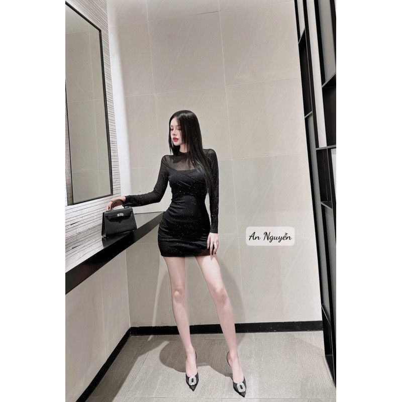 VÁY ĐI CHƠI, VÁY ÔM BODY REN LƯỚI TAY DÀI CỰC HOT