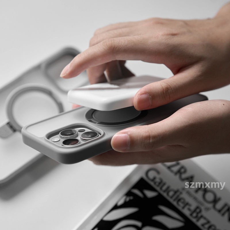 Ốp Điện Thoại acrylic Cứng Nhám Từ Tính Chống Dấu Vân Tay Bảo Vệ Toàn Diện Cho iphone 15 13 14 12 pro max
