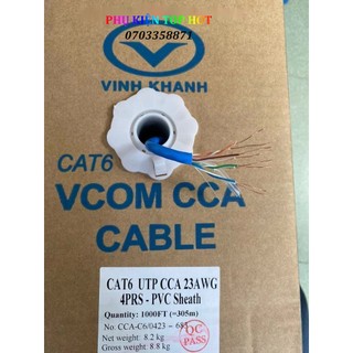 Cáp mạng cat5 cat6e utp 23awg 4 pair solid - xanh