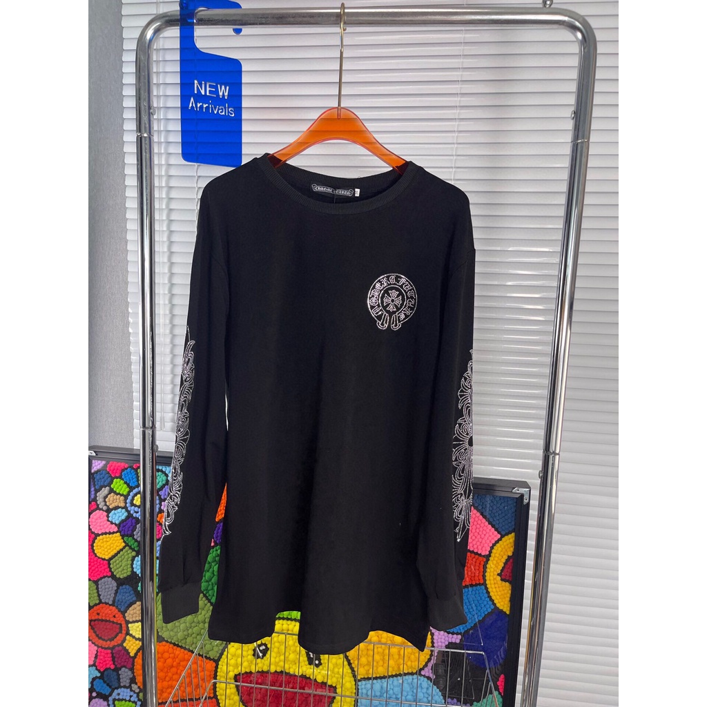 Chrome hearts Áo sweatshirt Dáng Rộng In Hình Thánh Giá Ngựa Nhiệt Độ Cao Thời Trang Xuân Thu Giản Dị Dành Cho Bạn Nữ