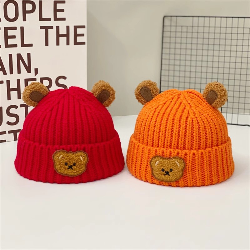 Dễ Thương Mũ beanie Trùm Tai Hình Gấu Đáng Yêu Cho Bé