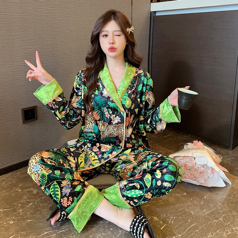 Mới Bộ Đồ Ngủ Bằng Vải Nhung Phong Cách Trung Hoa Thời Trang Thu Đông 2023