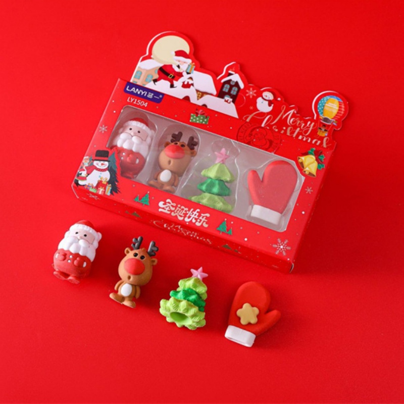 Santa Claus Cao Su Tẩy Sửa Đổi Phong Cách Hoạt Hình Văn Hóa Sinh Viên Học Tập Văn Phòng Phẩm Cao Su Đàn Hồi Bền Cọ Xát | Cici01