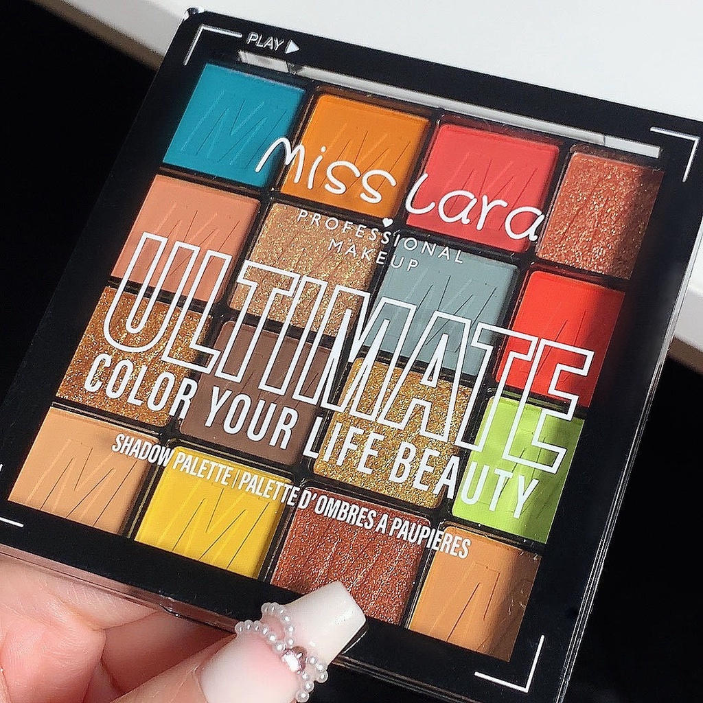 Miss lara Bảng Phấn Mắt 16 Màu Lì Ánh Ngọc Trai Chống Nước Không Dễ Tẩy Trang Theo Phong Cách Âu Mỹ