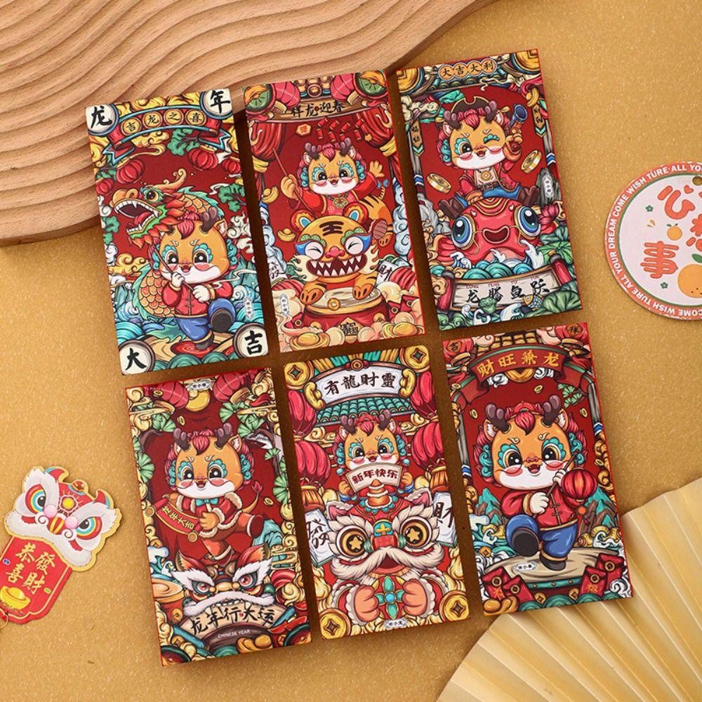 Btlimer set 6 bao Lì Xì Màu Đỏ Nhiều Màu Sắc Dùng Trang Trí Tiệc Lễ Hội Mùa Xuân