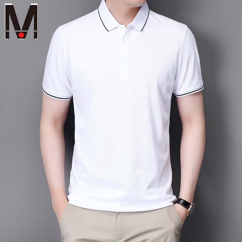 Áo polo Tay Ngắn Màu Trơn Thoáng Khí Thời Trang Công Sở Cho Nam