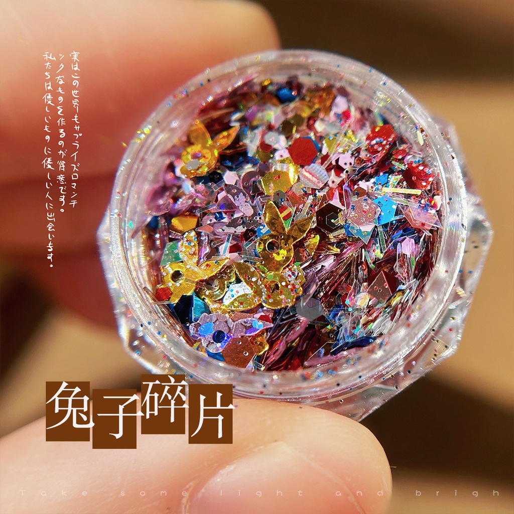 Miếng Dán Trang Trí Móng Tay Hình Bát Giác / Thỏ / Ngôi Sao Đính Sequin Lấp Lánh Thời Trang Thu Đông