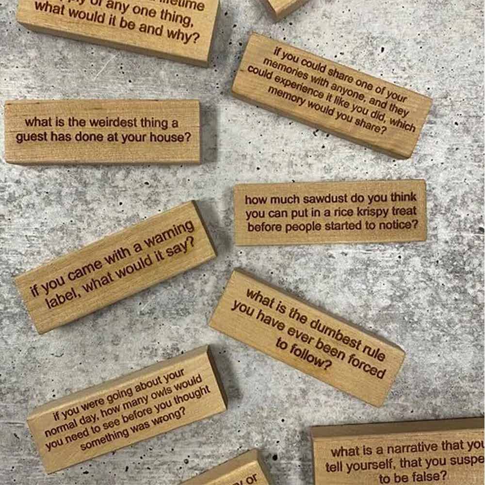 Ice Breaker Questions Tumbling Game Wooden Brick Decoration, Building Blocks Lawn Courtyard Outdoor Game