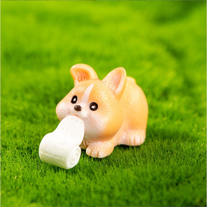 Mô hình chó shiba mini dễ thương decor bàn học, terrarium