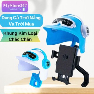 Giá đỡ điện thoại xe máy, xe đạp có nón bảo hiểm che mưa nắng,kẹp chân gương ghi đông xe chống rung lắc