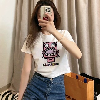 Áo thun nữ croptop lửng cotton chuẩn 100% hàng cao cấp cổ tròn Emilyshop